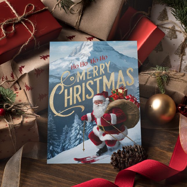 Carte Postale Jolly Père Noël Carves Snowy Slopes (Créateur téléchargé)