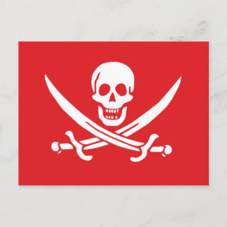 Carte Postale Jolly roger de Calico Jack Rackham (RED)