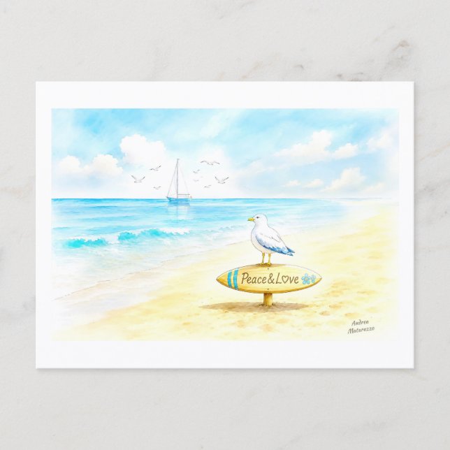Carte Postale Jon Seagull - Paix & Amour  (Devant)