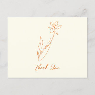 Carte Postale Jonquille de remerciement de mariage