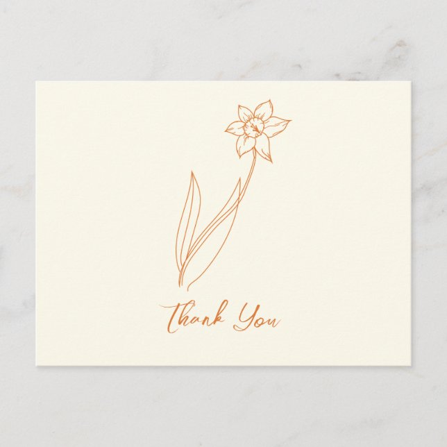 Carte Postale Jonquille de remerciement de mariage (Devant)