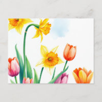 Jonquilles et tulipes aquarelles vibrantes