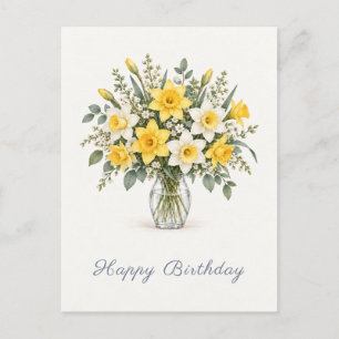 Carte Postale Jonquilles Joyeux Anniversaire
