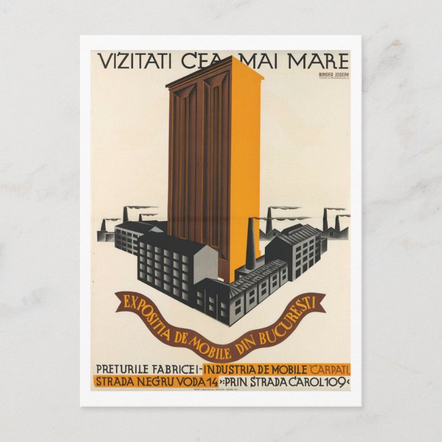 Carte Postale Joseph Classeur, Budapest Meubles Exposition Vinta (Devant)