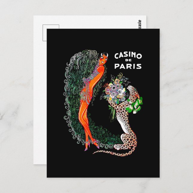 Carte Postale Josephine Baker Cheetah Jazz Age (Devant / Derrière)