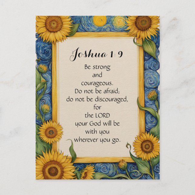 Carte Postale Joshua 1:9 NIV Verset de la Bible Art  (Devant)