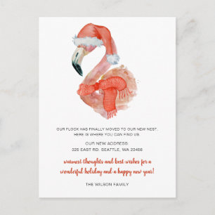 Carte Postale Jote Père Noël Flamant rose Nous avons déménagé Ho