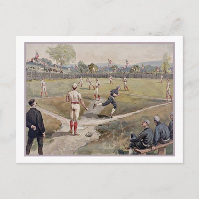 Carte Postale Jouer au baseball Louis Prang Antique Print 1887 (Devant)