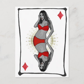 Carte Postale Jouer Cartoon Girl Diamonds