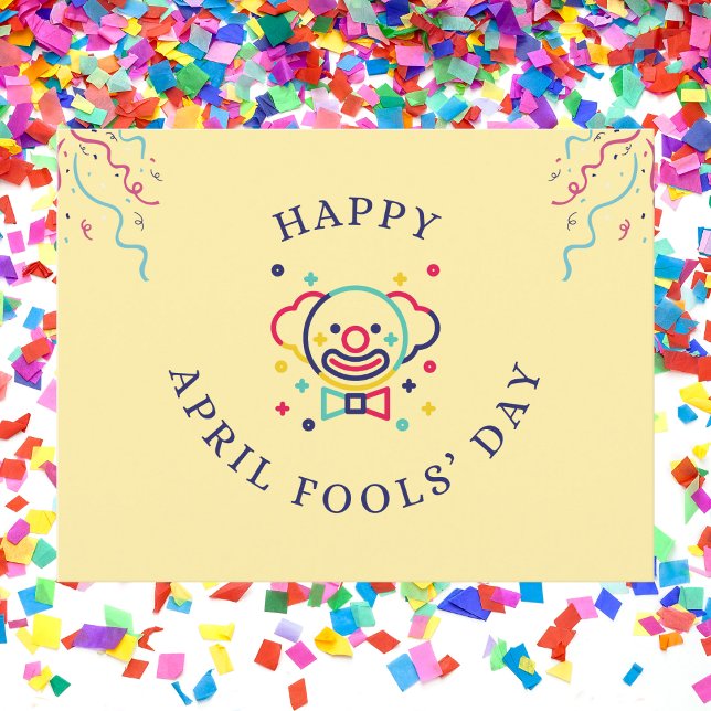 Carte Postale Jouer Confetti Clown April Fools’ Day (Créateur téléchargé)