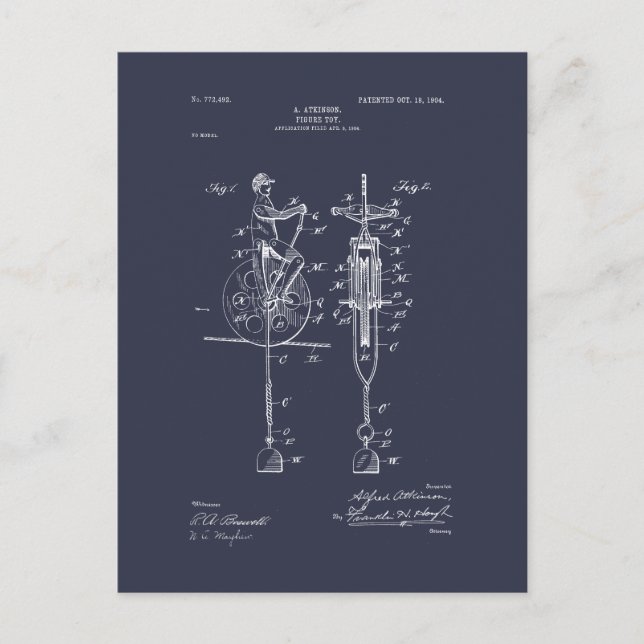 Carte Postale Jouet antique 1904 Dessin de brevet (Devant)