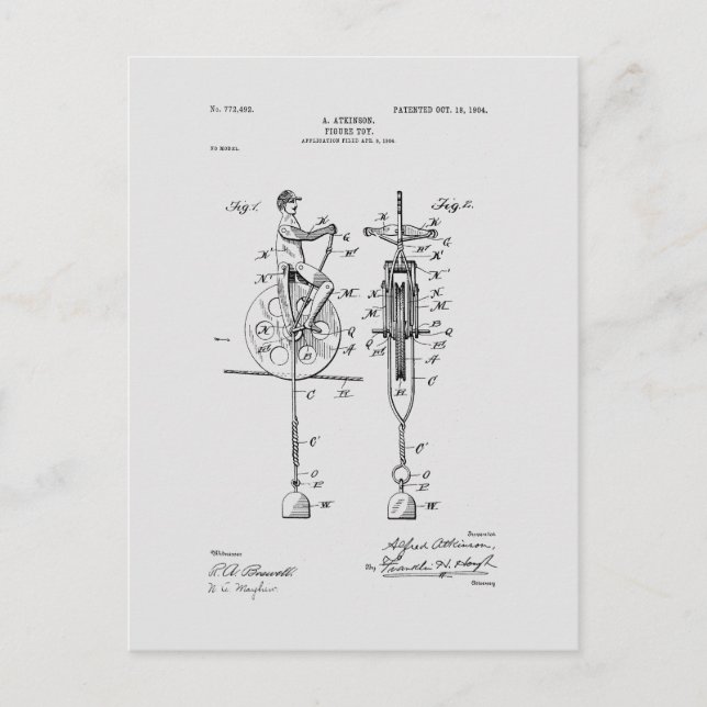 Carte Postale Jouet antique 1904 Dessin de brevet (Devant)
