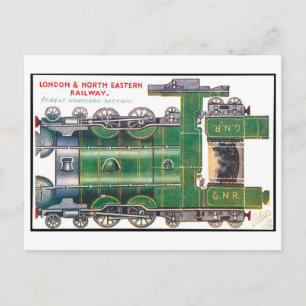 Carte Postale Jouet en papier de train vintage -- Chemin de fer