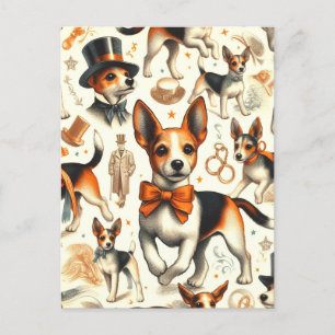 Carte Postale Jouet vintage Fox Terrier sans fil