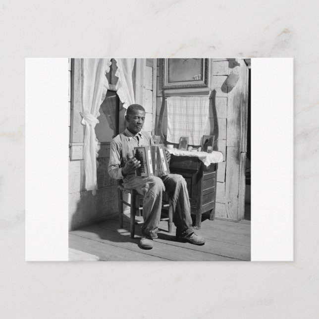Carte Postale Joueur d'accordion afro-américain, 1941 (Devant)
