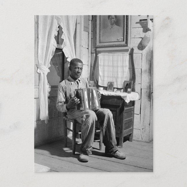 Carte Postale Joueur d'accordion afro-américain, 1941 (Devant)