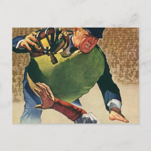Carte Postale Joueur de baseball de sports vintage, l'arbitre