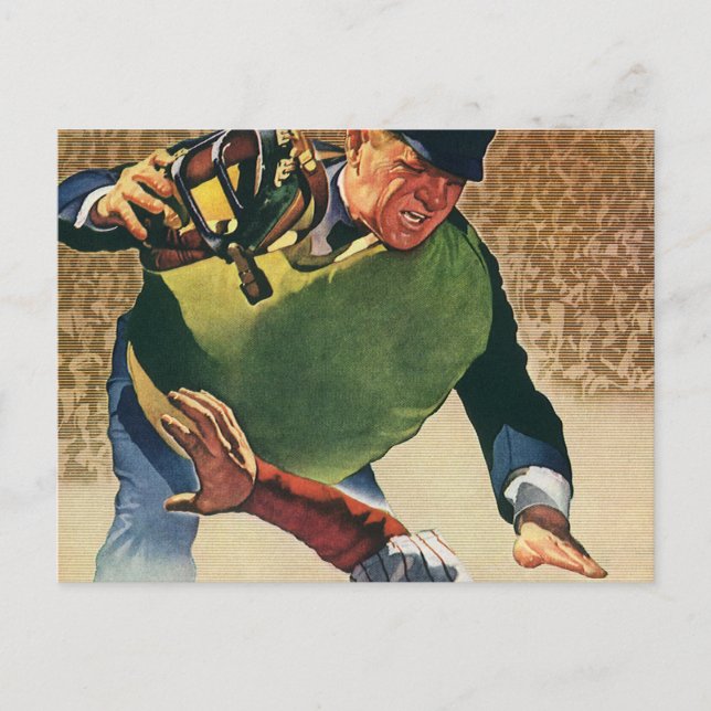 Carte Postale Joueur de baseball de sports vintage, l'arbitre (Devant)