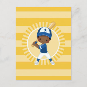 Carte Postale Joueur de Baseball - Garçon Afro-Américain