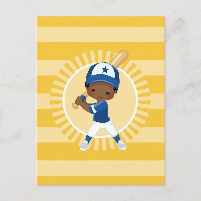 Carte Postale Joueur de baseball - Garçon Afro-Américain (Devant)