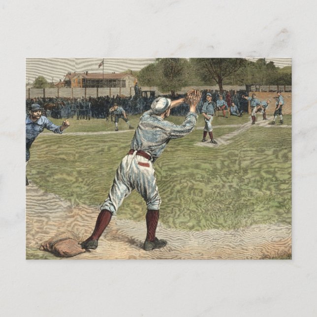 Carte Postale Joueur de baseball lancé à la deuxième base (Devant)