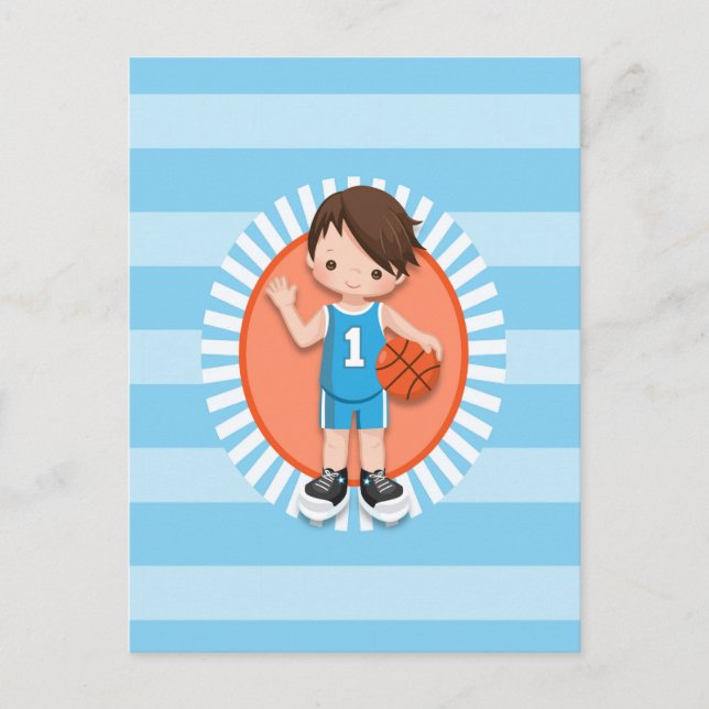 Carte Postale Joueur de Basket-Ball aux Cheveux Bruns (Devant)