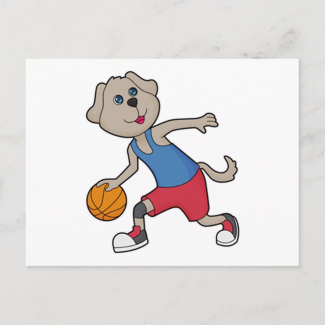 Carte Postale Joueur de basket-ball Chien Basket-ball (Devant)