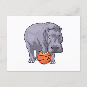 Carte Postale Joueur de basket-ball Hippopotame