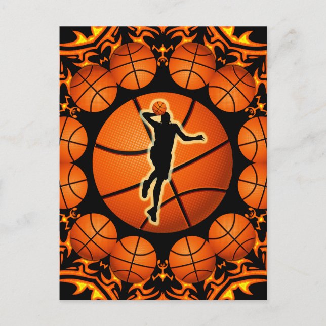 CARTE POSTALE JOUEUR DE BASKETBALL RETRO (Devant)