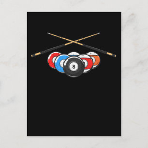 Carte Postale Joueur de billard rétro 8 Ball Cue