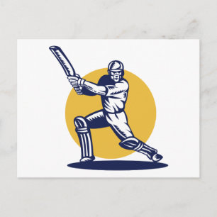 Carte Postale joueur de cricket batteur batteur coupe à bois