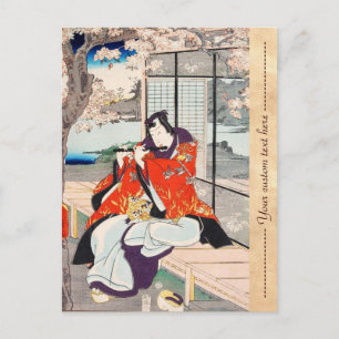 Carte Postale Joueur de flûte classique vintage japonais ukiyo-e