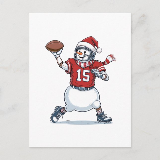 Carte Postale Joueur de football Bonhomme de neige Noël 2026 Vac (Devant)