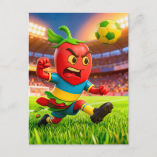 Carte Postale Joueur de football chilien au poivre chili dans un