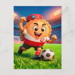 Carte Postale Joueur de football pierogi polonais sur un stade l