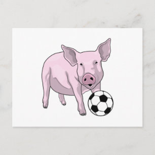 Carte Postale Joueur de football Porc Football