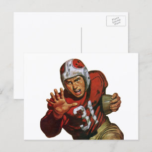 Carte Postale Joueur de football sportif vintage tournant en arr