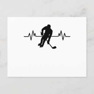 Carte Postale Joueur de hockey sur glace battement de coeur amus