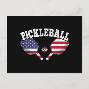Carte Postale Joueur de Pickleball avec Drapeau Américain Amour