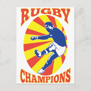 Carte Postale joueur de rugby à bascule style rétro