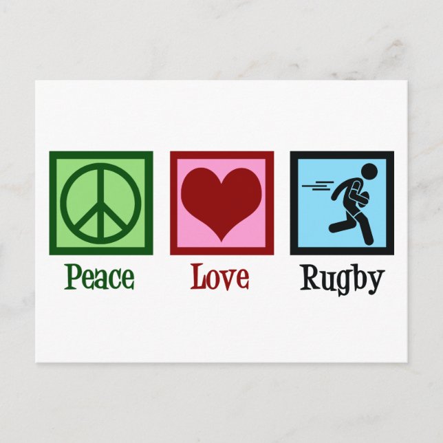Carte Postale Joueur de rugby Peace Love (Devant)