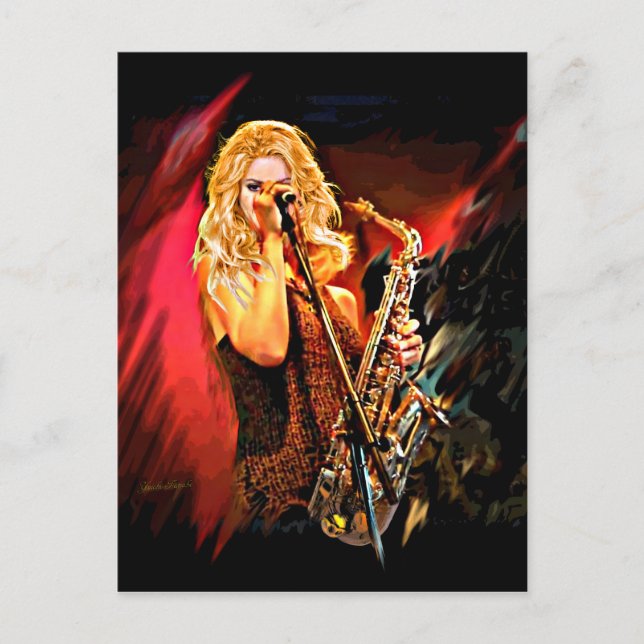 Carte Postale Joueur de saxophone (Devant)