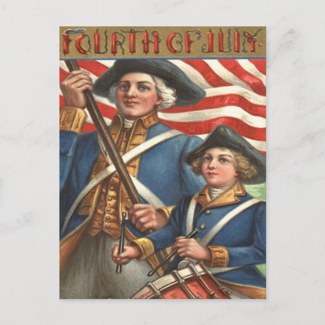 Carte Postale Joueur de tambour garçon soldat feu d'artifice dra (Devant)
