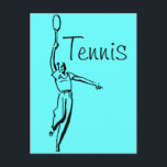 Carte Postale Joueur de tennis<br><div class="desc">Dessin d'encre d'un joueur de tennis en raquette au-dessus de sa tête</div>