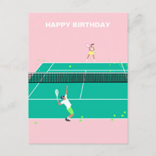 Carte Postale Joueur de tennis de match d'art moderne Joyeux Ann