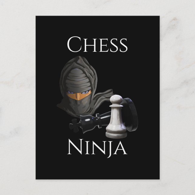Carte Postale Joueur d'échecs Ninja amusant (Devant)