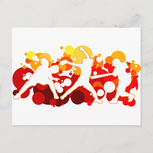 Carte Postale Joueurs de softball à pas rapide (Devant)