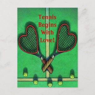 Carte Postale Joueurs De Sport Tennis Commence Ave