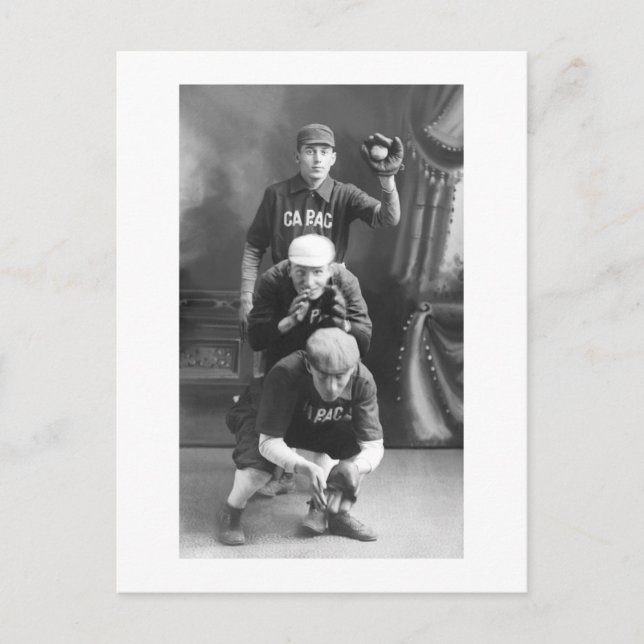 Carte Postale Joueurs vintages de baseball début 1900 (Devant)