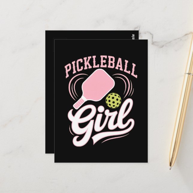 Carte Postale Joueuse de pickleball fille (Devant/Arrière en situation)